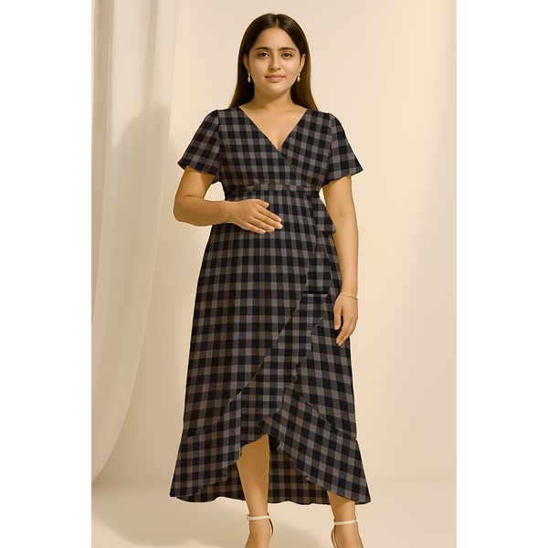 Charcoal Check Cotton  Customised Maternity Wear.