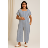 Blue Mist Stripe Cotton Customised Maternity Wear.