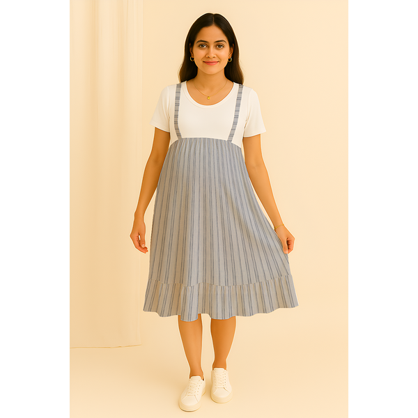 Blue Mist Stripe Cotton Customised Maternity Wear.