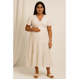 Ivory Mist Pinstripe Cotton Customised Maternity Wear.