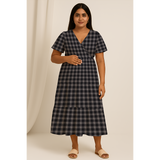 Charcoal Check Cotton  Customised Maternity Wear.