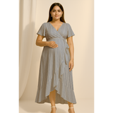 Blue Mist Stripe Cotton Customised Maternity Wear.