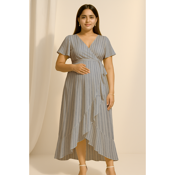 Blue Mist Stripe Cotton Customised Maternity Wear.