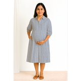 Blue Mist Stripe Cotton Customised Maternity Wear.