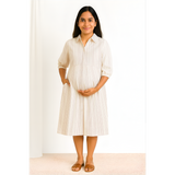 Ivory Mist Pinstripe Cotton Customised Maternity Wear.