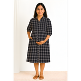 Charcoal Check Cotton  Customised Maternity Wear.