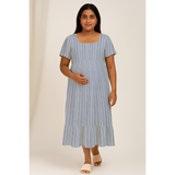 Blue Mist Stripe Cotton Customised Maternity Wear.