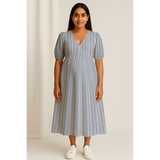 Blue Mist Stripe Cotton Customised Maternity Wear.