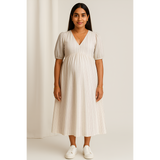 Ivory Mist Pinstripe Cotton Customised Maternity Wear.