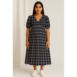 Charcoal Check Cotton  Customised Maternity Wear.