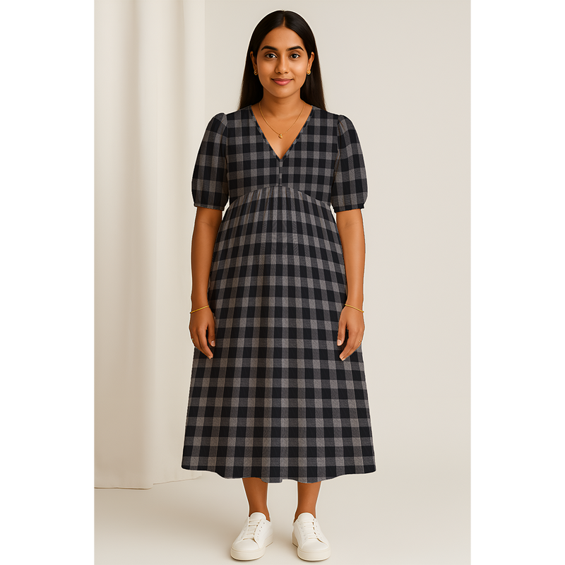 Charcoal Check Cotton  Customised Maternity Wear.