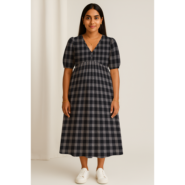 Charcoal Check Cotton  Customised Maternity Wear.