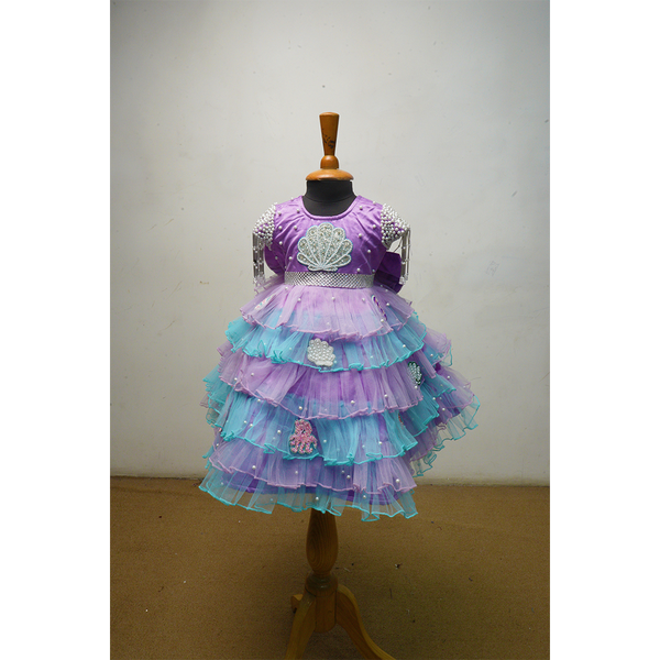 Lavender & Aqua Mermaid-Themed Family Outfit Set – Women & Girls Matching Party Wear