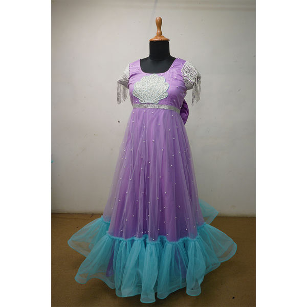 Lavender & Aqua Mermaid-Themed Family Outfit Set – Women & Girls Matching Party Wear