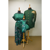 Emerald Green Family Matching Outfit Set – Premium Satin & Brocade Party Wear for Men, Women & Kids