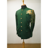 Emerald Green Family Matching Outfit Set – Premium Satin & Brocade Party Wear for Men, Women & Kids