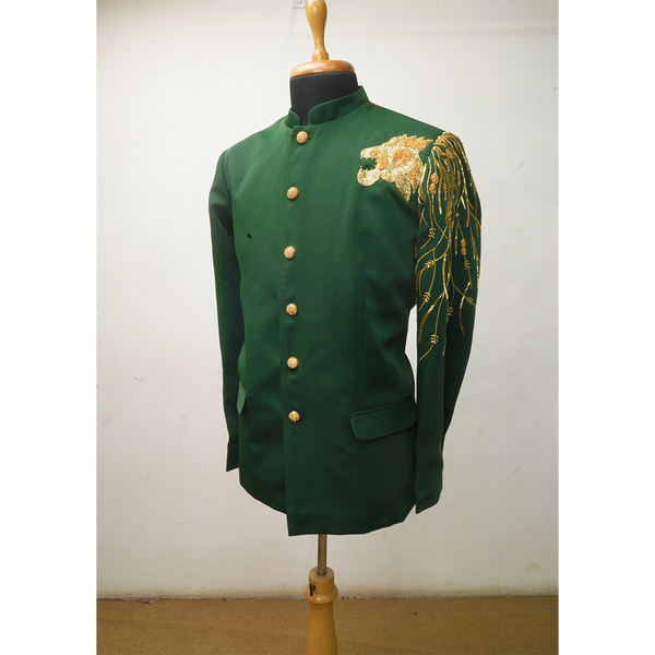 Emerald Green Family Matching Outfit Set – Premium Satin & Brocade Party Wear for Men, Women & Kids