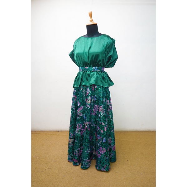 Emerald Green Family Matching Outfit Set – Premium Satin & Brocade Party Wear for Men, Women & Kids