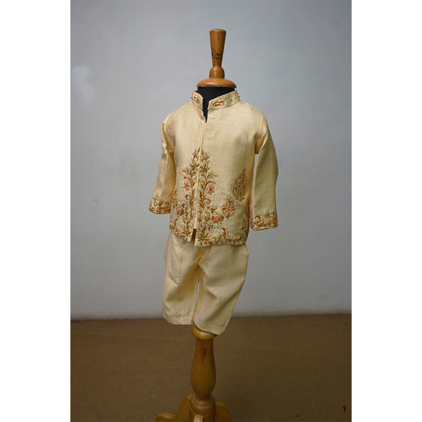 Cream Embroidered Kurta Pant Set for Boys | Festive Kids Ethnic Wear