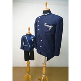 Navy Blue Embroidered Family Combo | Matching Mom Dad Son Outfit Set