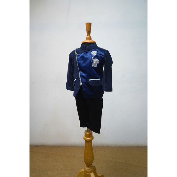 Navy Blue Embroidered Family Combo | Matching Mom Dad Son Outfit Set