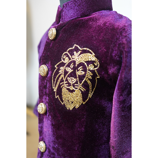 Regal Plum Velvet & Brocade Sibling Ethnic Wear Set