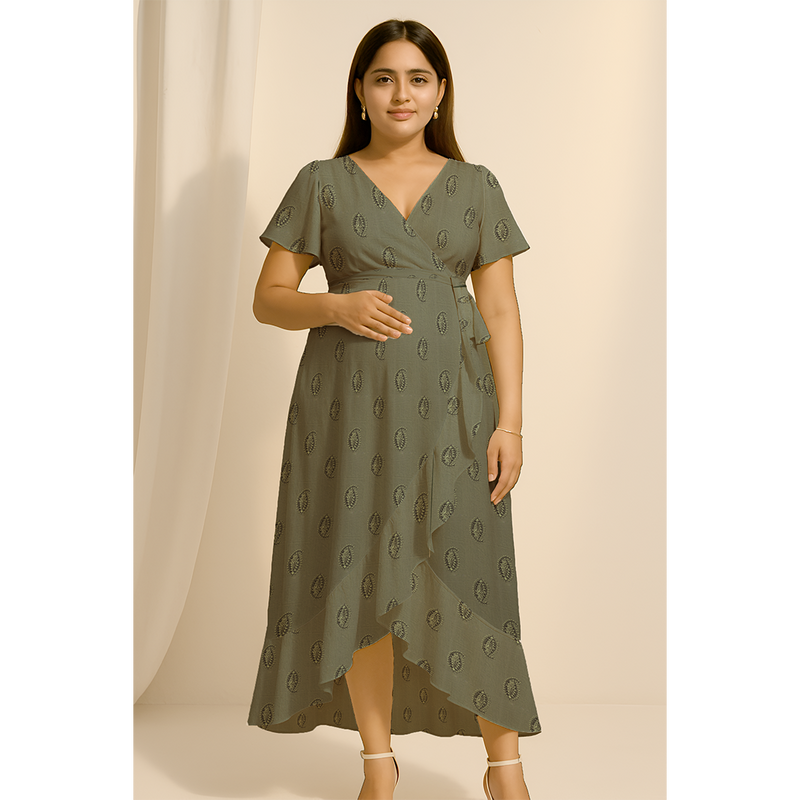 Sage Leaf Cotton Customised Maternity Wear.