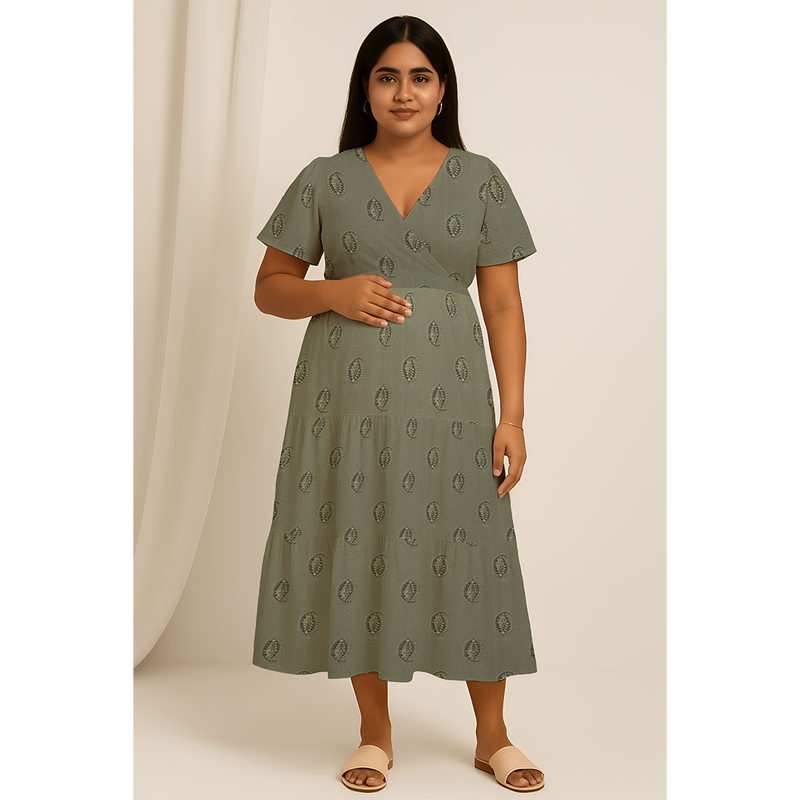 Sage Leaf Cotton Customised Maternity Wear.