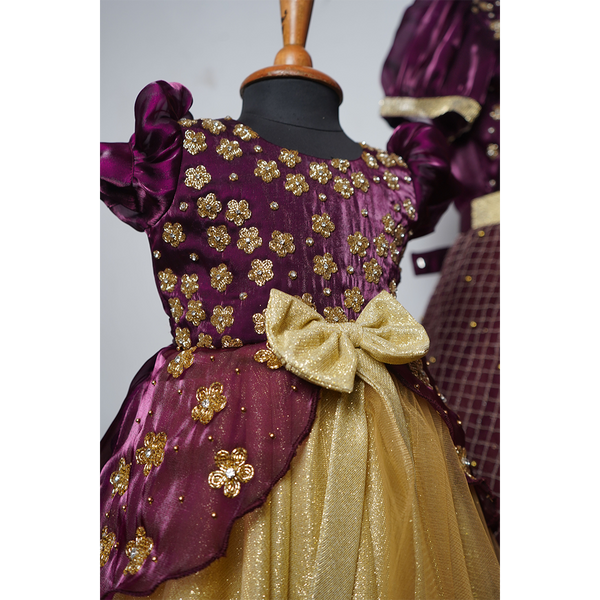 Regal Plum & Gold Floral Family Outfit Set