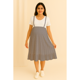 Misty Grey Pinstripe Cotton Customised Maternity Wear.