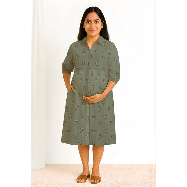 Sage Leaf Cotton Customised Maternity Wear.