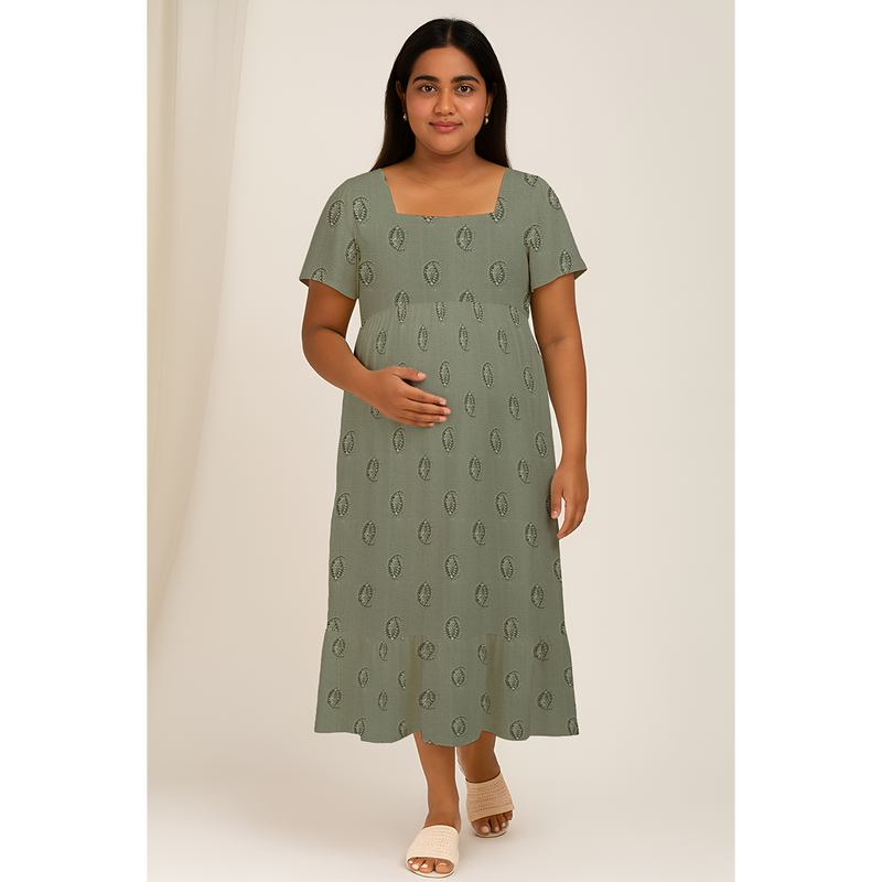 Sage Leaf Cotton Customised Maternity Wear.