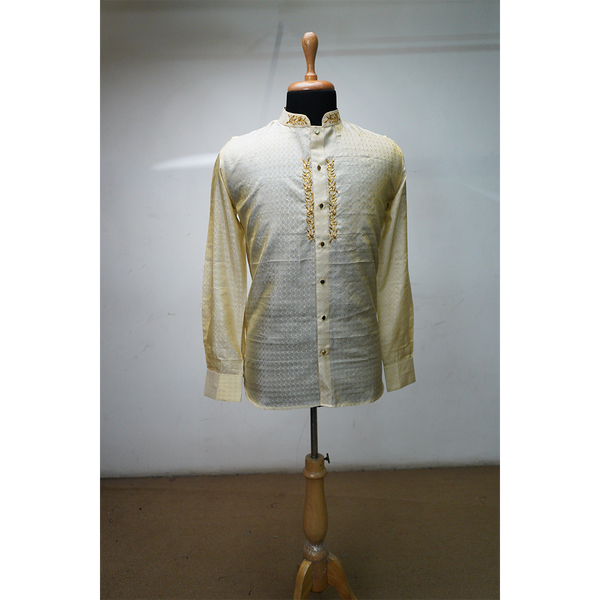Men’s Cream Embroidered Festive Shirt – Elegant Ethnic Wear