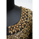 Black & Gold Banarasi Couple Ethnic Set – Jacket Style Gown & Sherwani