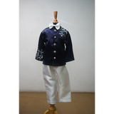 Elegant Navy Blue Family Matching Outfit Set – Embroidered Festive Wear