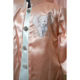 Elegant Blush Peach Satin Family Outfit Set