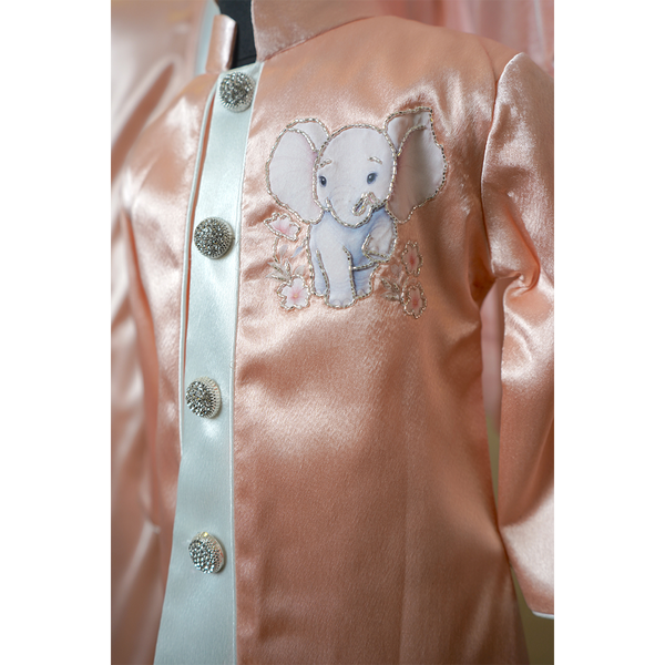 Elegant Blush Peach Satin Family Outfit Set