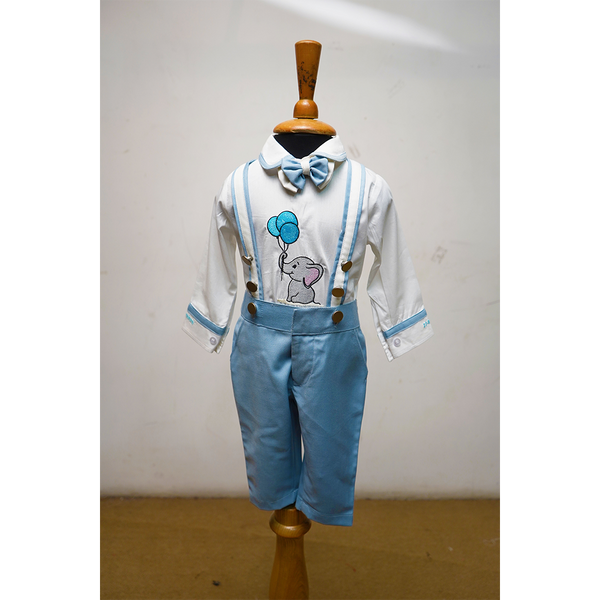 Boys Sky Blue Formal Suit Set | 3-Piece Party Wear Outfit with Shirt, Waistcoat & Shorts