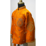 Boys Traditional Orange Kurta & Dhoti Set – Embroidered Festive Ethnic Wear for Weddings & Celebrations