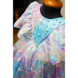 Unicorn-Themed Pastel Birthday Frock for Girls – Layered Tulle & Sequin Detailing