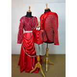 Royal Red Family Matching Outfit Set – Designer Embroidered Couple & Kids Ethnic Wear