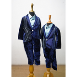 Royal Navy Blue Family Matching Outfit Set – Mom Dad & Kids Coordinated Party Wear