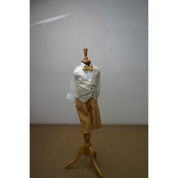 White & Gold Family Matching Dress Set – Elegant Mom Gown & Boys Formal Wear