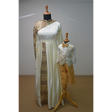 White & Gold Family Matching Dress Set – Elegant Mom Gown & Boys Formal Wear