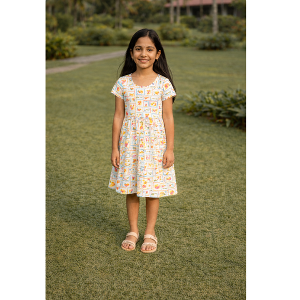 Fruit Postcard Garden Girl Kid Dress