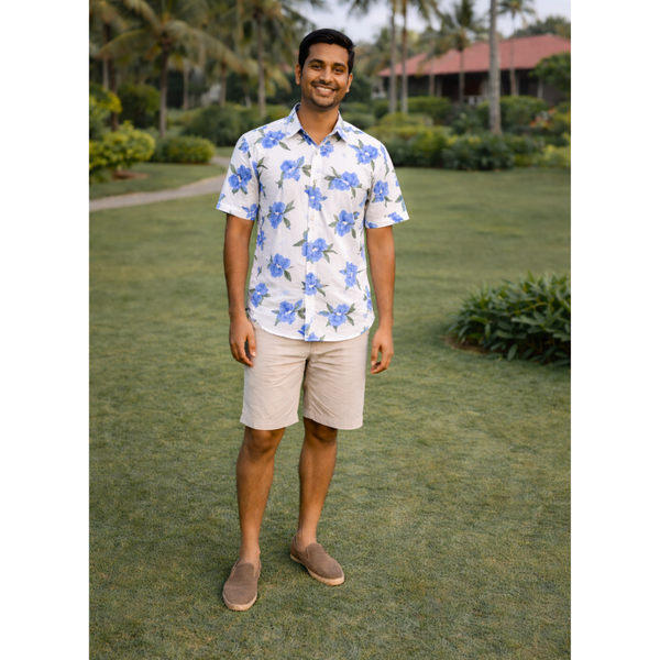 Azure Garden Bloom Dad Shirt