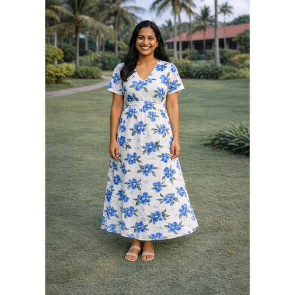 Azure Garden Bloom Mom Dress