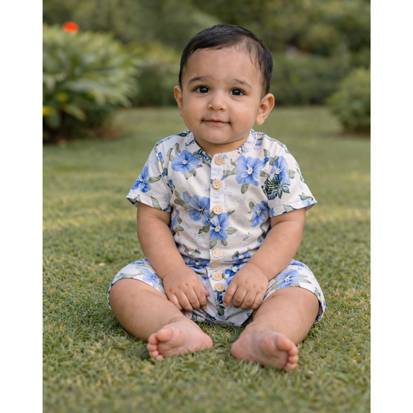 Azure Garden Bloom Baby Romper