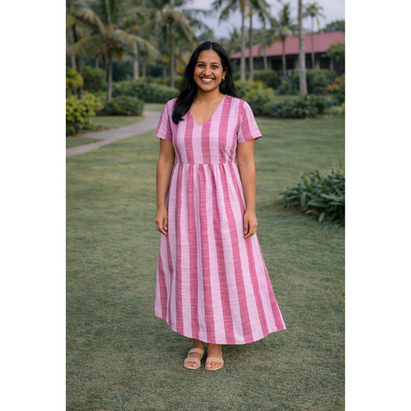 Pink Whisper Stripes Mom Dress