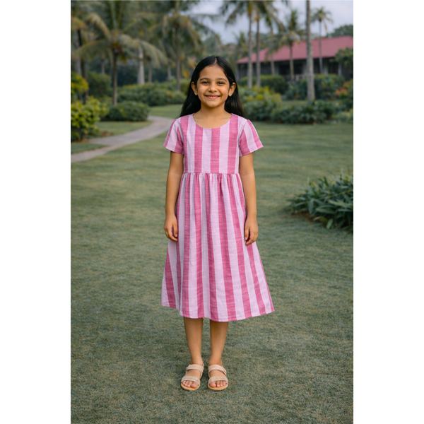 Pink Whisper Stripes Girl Kid Dress